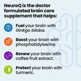 NeuroQ Memory & Focus | Formulated by Neurologist Dr. Dale Bredesen | Addresses All 4 Causes of Cognitive Decline | Ginkgo Biloba, Phosphatidylserine, Gotu Kola, Coffee Fruit, Turmeric & Propolis